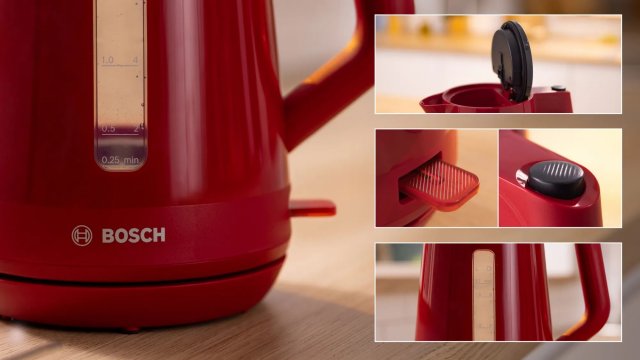 Bosch TWK1M124 Mymoment vízforraló, 1,7 liter, vörös, 2400W - Vízforraló
