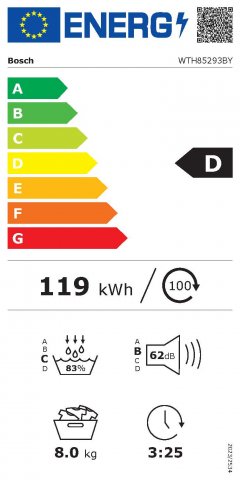 Bosch WTH85293BY Serie 4 hőszivattyús szárítógép, 8kg, Easy Clean, D - Szárítógép