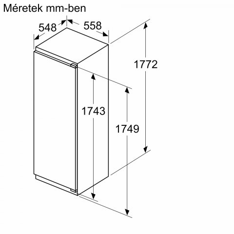 Bosch KIL82ADD0 beépíthető egyajtós hűtő fagyasztóval, 246+34 liter, D - Beépíthető hűtő, fagyasztó, borhűtő